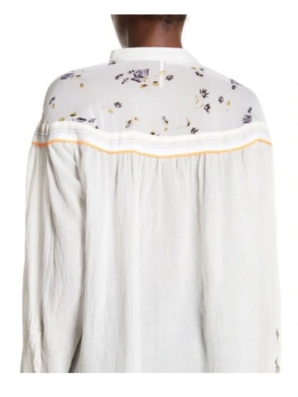 Free People hearts and colors top tunic gray floral print long sleeve